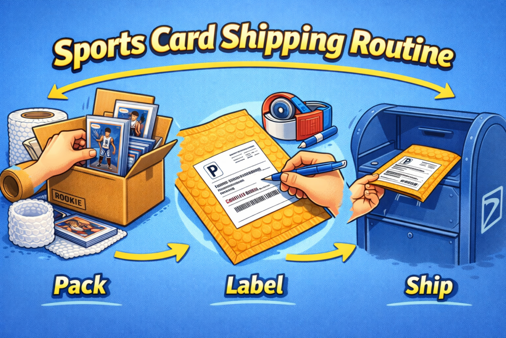sports card shipping routine